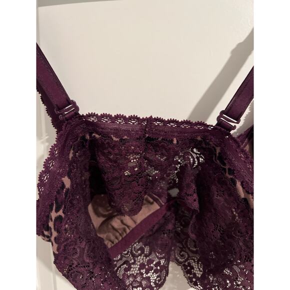 Soma Triangle Lace Trim Bralette – Size Medium – Leopard/Plum - Picture 5 of 5